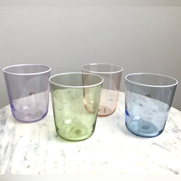 Anthropologie Glasses Set of Four Handpainted Assorted Colors New In Box - Picture 5 of 7
